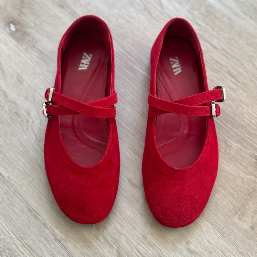 It-Shoe Alert! Red Zara Ballet Flats (Worn Once)